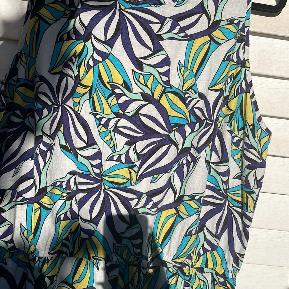 JASON WU XL Linen Romper Blue Palm Playsuit - Picture 10 of 12